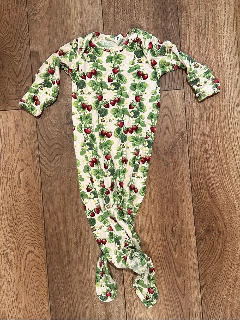 Kate Quinn Strawberry Vine Light Pink Knotted Baby Gown